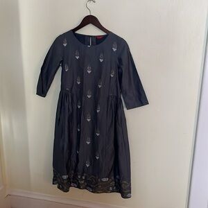 Made in India W silver dress 3/4 sleeve size 8 dress 100% lyocell NWOT